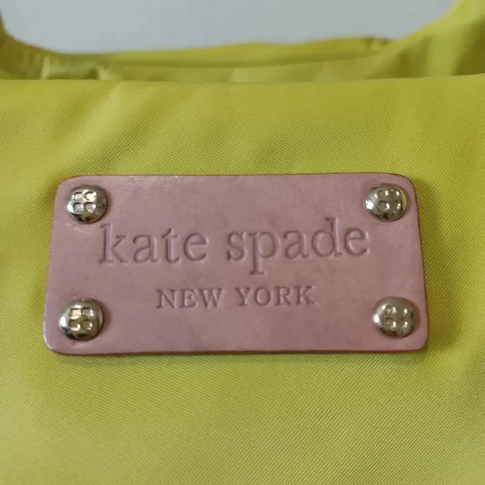 Vtg Kate Spade Stevie Bag Lime Neon Green Nylon Y2K Satchel EUC